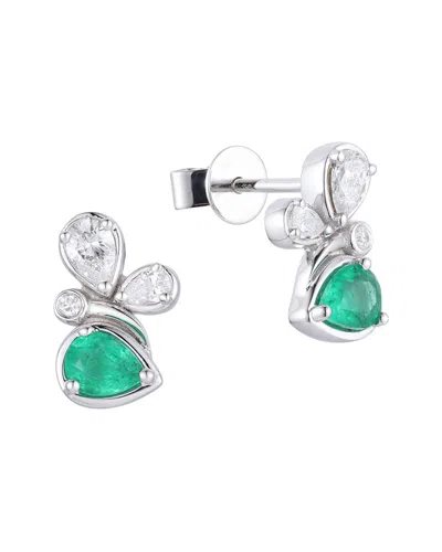Gregg Ruth 14k 0.73 Ct. Tw. Diamond & Emerald Butterfly Earring In Metallic