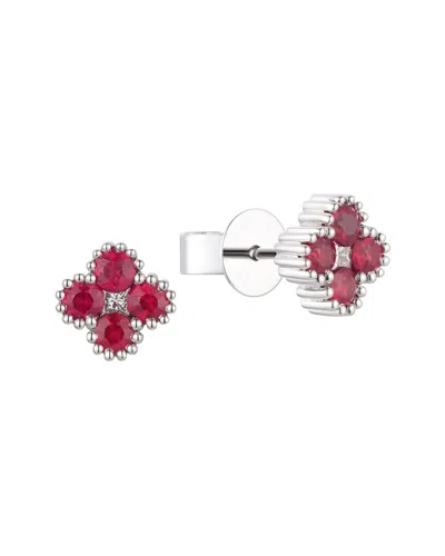 Gregg Ruth 14k 0.74 Ct. Tw. Diamond & Ruby Clover Earring In Pink