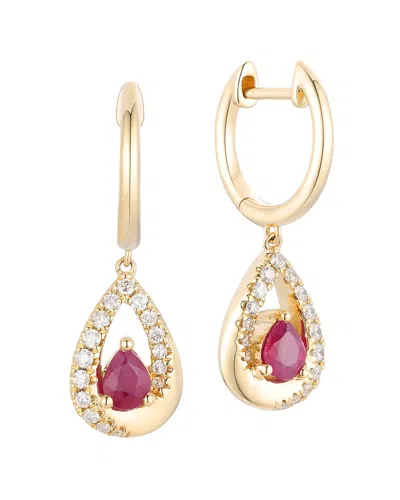 Gregg Ruth 14k 0.76 Ct. Tw. Diamond & Ruby Huggie Earring In Gold