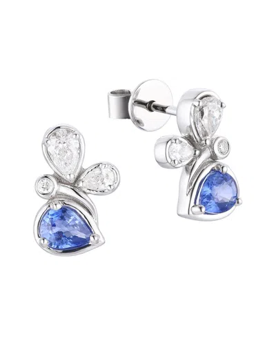 Gregg Ruth 14k 0.77 Ct. Tw. Diamond & Blue Sapphire Butterfly Earring