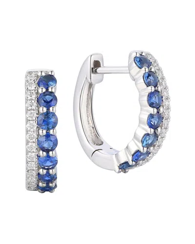 Gregg Ruth 14k 0.77 Ct. Tw. Diamond & Blue Sapphire Huggie Earring