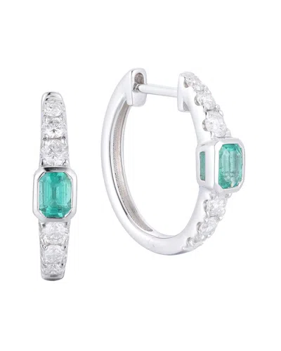 Gregg Ruth 14k 0.83 Ct. Tw. Diamond & Emerald Huggie Earring In Green