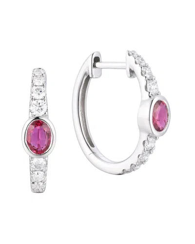 Gregg Ruth 14k 0.83 Ct. Tw. Diamond & Ruby Huggie Earring In Purple