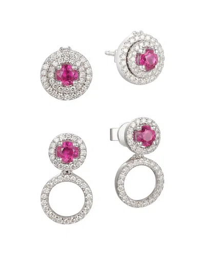 Gregg Ruth 14k 0.86 Ct. Tw. Diamond & Ruby Two Way Earring In Metallic