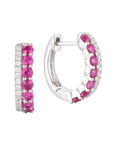 Gregg Ruth 14k 0.88 Ct. Tw. Diamond & Ruby Huggie Earring In Pink