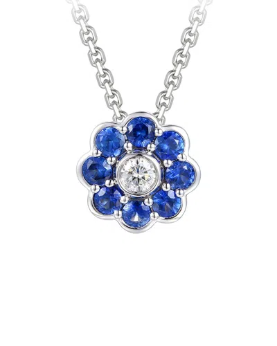 Gregg Ruth 14k 0.91 Ct. Tw. Diamond & Blue Sapphire Flower Pendant