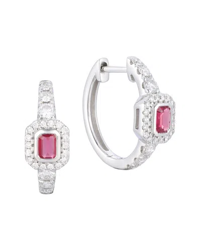 Gregg Ruth 14k 0.91 Ct. Tw. Diamond & Ruby Huggie Earring In Metallic