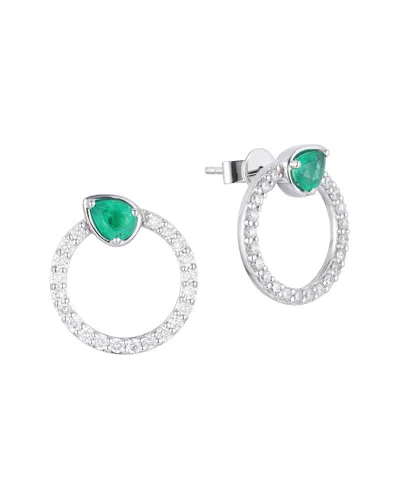 Gregg Ruth 14k 0.92 Ct. Tw. Diamond & Emerald Earring In Metallic