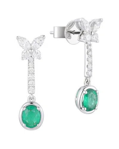 Gregg Ruth 14k 0.96 Ct. Tw. Diamond & Emerald Butterfly Earring In No Color