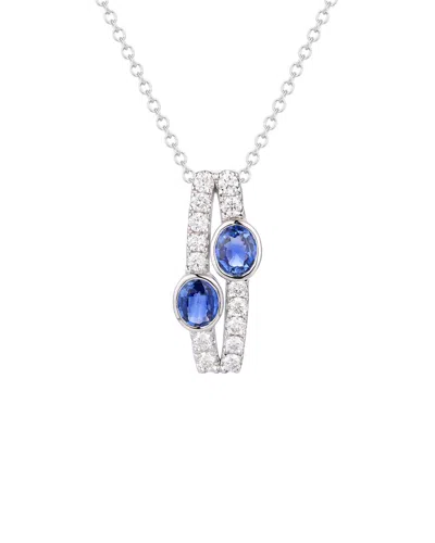 Gregg Ruth 14k 1.11 Ct. Tw. Diamond & Blue Sapphire Pendant In Metallic