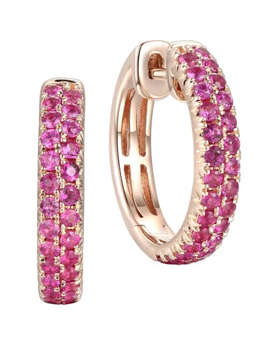 Gregg Ruth 14k 1.14 Ct. Tw. Ruby Huggie Earring In Pink