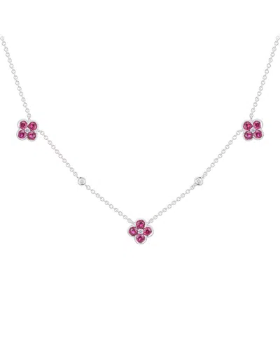 Gregg Ruth 14k 1.20 Ct. Tw. Diamond & Ruby Clover Necklace In No Color