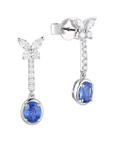 Gregg Ruth 14k 1.30 Ct. Tw. Diamond & Blue Sapphire Butterfly Earring In White