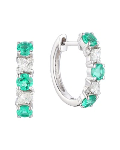 Gregg Ruth 14k 1.36 Ct. Tw. Diamond & Emerald Huggie Earring In Green