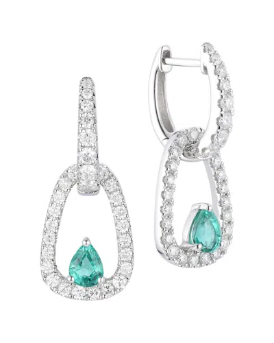 Gregg Ruth 14k 1.42 Ct. Tw. Diamond & Emerald Two Way Huggie Earring In Metallic