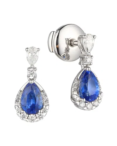 Gregg Ruth 14k 1.44 Ct. Tw. Diamond & Blue Sapphire Earring In Metallic