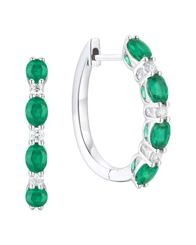 Gregg Ruth 14k 1.44 Ct. Tw. Diamond & Emerald Huggie Earring In Green