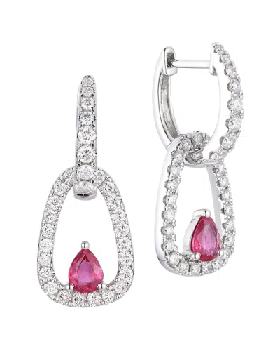 Gregg Ruth 14k 1.45 Ct. Tw. Diamond & Ruby Two Way Huggie Earring In No Color