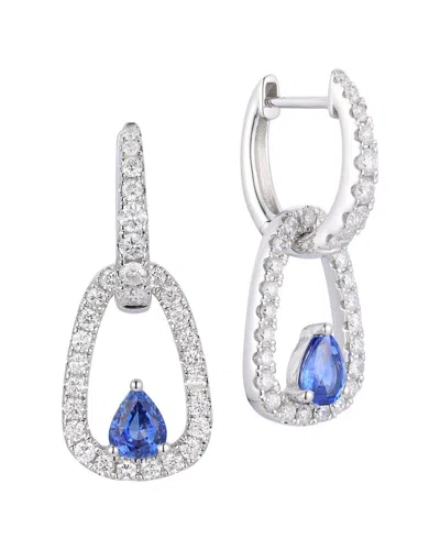 Gregg Ruth 14k 1.57 Ct. Tw. Diamond & Blue Sapphire Two Way Huggie Earring In Silver