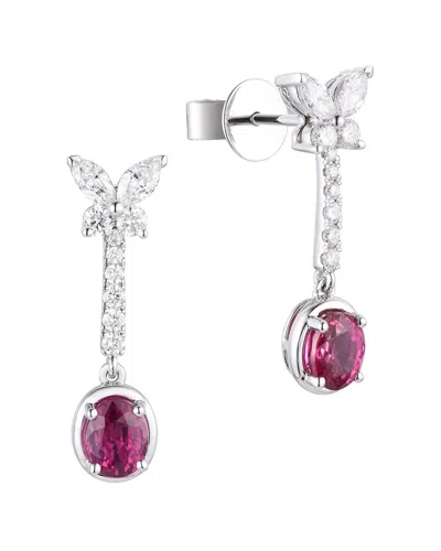 Gregg Ruth 14k 1.74 Ct. Tw. Diamond & Ruby Butterfly Earring In No Color