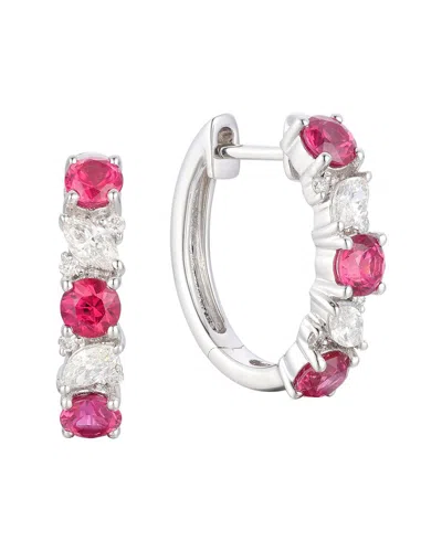 Gregg Ruth 14k 1.83 Ct. Tw. Diamond & Ruby Huggie Earring In Gray