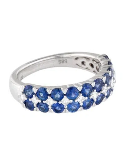 Pre-owned Gregg Ruth 14k 2.07ctw Sapphire & Diamond Band In Multicolor