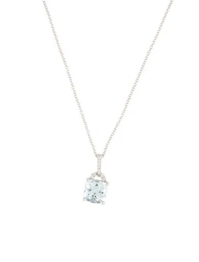 Pre-owned Gregg Ruth 14k 2.08ct Aquamarine & Diamond Pendant Necklace, 18" In Multicolor