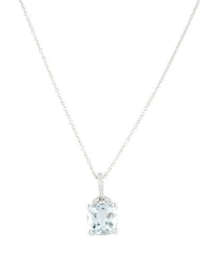 Pre-owned Gregg Ruth 14k 2.08ct Aquamarine & Diamond Pendant Necklace, 18" In Multicolor