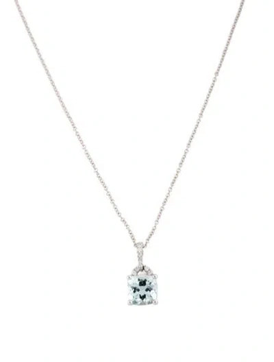 Pre-owned Gregg Ruth 14k 2.08ct Aquamarine & Diamond Pendant Necklace, 18" In Multicolor
