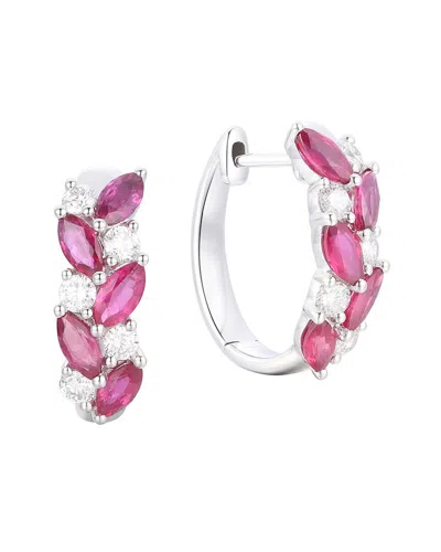 Gregg Ruth 14k 2.17 Ct. Tw. Diamond & Ruby Huggie Earring In Pink