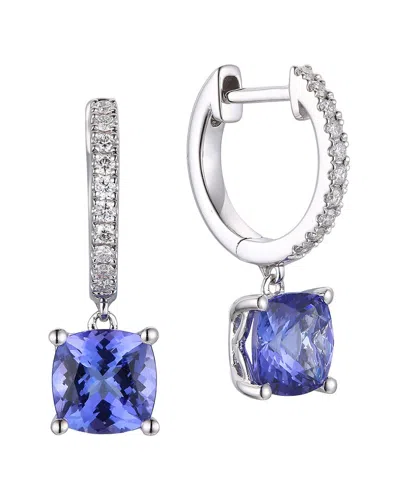 Gregg Ruth 14k 2.18 Ct. Tw. Diamond & Tanzanite Huggie Earring In Metallic