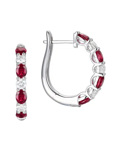 Gregg Ruth 14k 2.26 Ct. Tw. Diamond & Ruby Huggie Earring In Silver