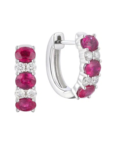 Gregg Ruth 14k 2.43 Ct. Tw. Diamond & Ruby Huggie Earring In No Color
