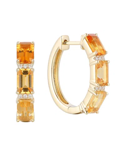 Gregg Ruth 14k 3.09 Ct. Tw. Diamond & Citrine Huggie Earring In No Color