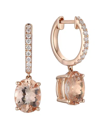 Gregg Ruth 14k 3.19 Ct. Tw. Diamond & Morganite Huggie Earring In Gold