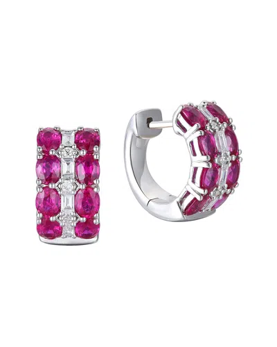 Gregg Ruth 14k 3.80 Ct. Tw. Diamond & Ruby Huggie Earring In Pink