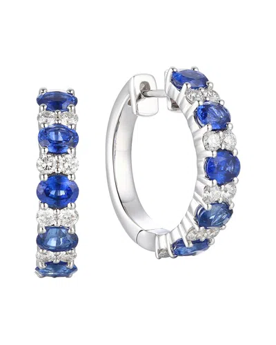 Gregg Ruth 14k 3.87 Ct. Tw. Diamond & Blue Sapphire Huggie Earring In No Color
