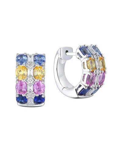 Gregg Ruth 14k 4.05 Ct. Tw. Diamond & Multi Sapphire Huggie Earring