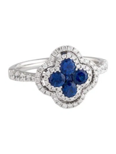 Pre-owned Gregg Ruth 14k Sapphire & Diamond Flower Cocktail Ring In Multicolor