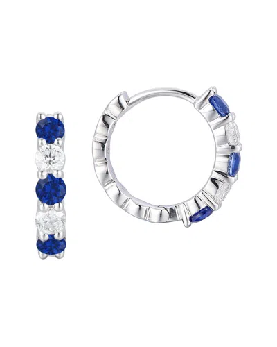 Gregg Ruth 18k 0.86 Ct. Tw. Diamond & Blue Sapphire Huggie Earring In Metallic