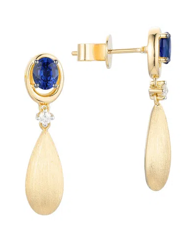 Gregg Ruth 18k 1.03 Ct. Tw. Diamond & Blue Sapphire Dangle Earring In Gold
