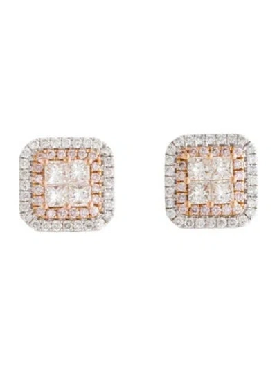 Pre-owned Gregg Ruth 18k 1.07ctw Diamond Stud Earrings In Multicolor