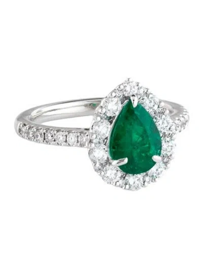 Pre-owned Gregg Ruth 18k 1.18ct Emerald & Diamond Cocktail Ring In Multicolor