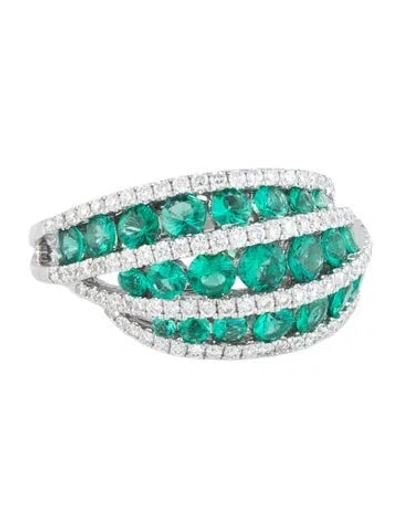 Pre-owned Gregg Ruth 18k 1.25ctw Emerald & Diamond Cocktail Ring In Multicolor