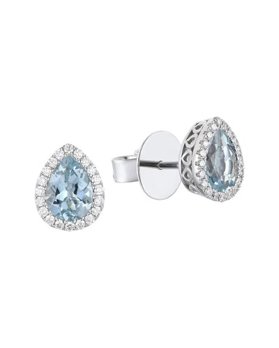 Gregg Ruth 18k 1.30 Ct. Tw. Diamond & Aquamarine Earring In Metallic