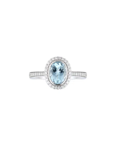 Gregg Ruth 18k 1.44 Ct. Tw. Diamond & Aquamarine Ring In Silver