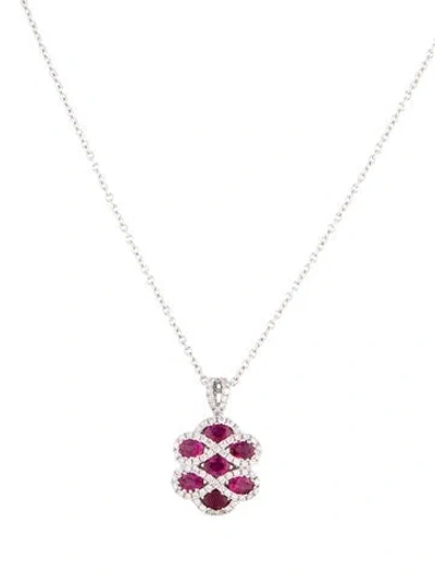 Pre-owned Gregg Ruth 18k 1.45ctw Ruby & Diamond Pendant Diamond, 16" In Multicolor