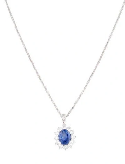 Pre-owned Gregg Ruth 18k 1.46ct Sapphire & Diamond Pendant Necklace, 18" In Multicolor