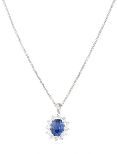 Pre-owned Gregg Ruth 18k 1.64ct Sapphire & Diamond Pendant Necklace, 18" In Multicolor