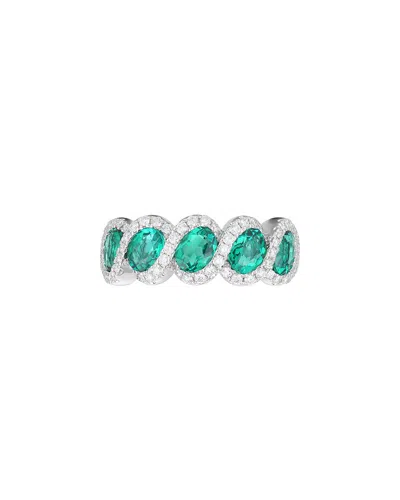Gregg Ruth 18k 1.97 Ct. Tw. Diamond & Lab-grown Lab Created Emerald Ring In No Color